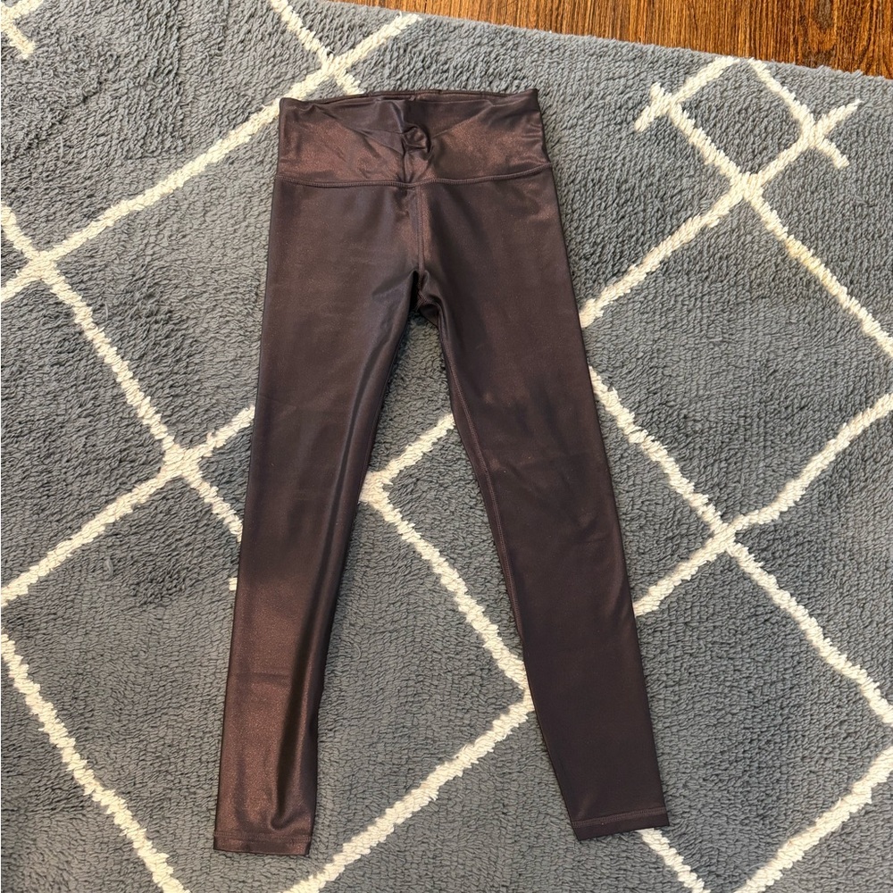 Athleta Elation Ultra High Rise Shimmer Leggings Powervita Burgandy